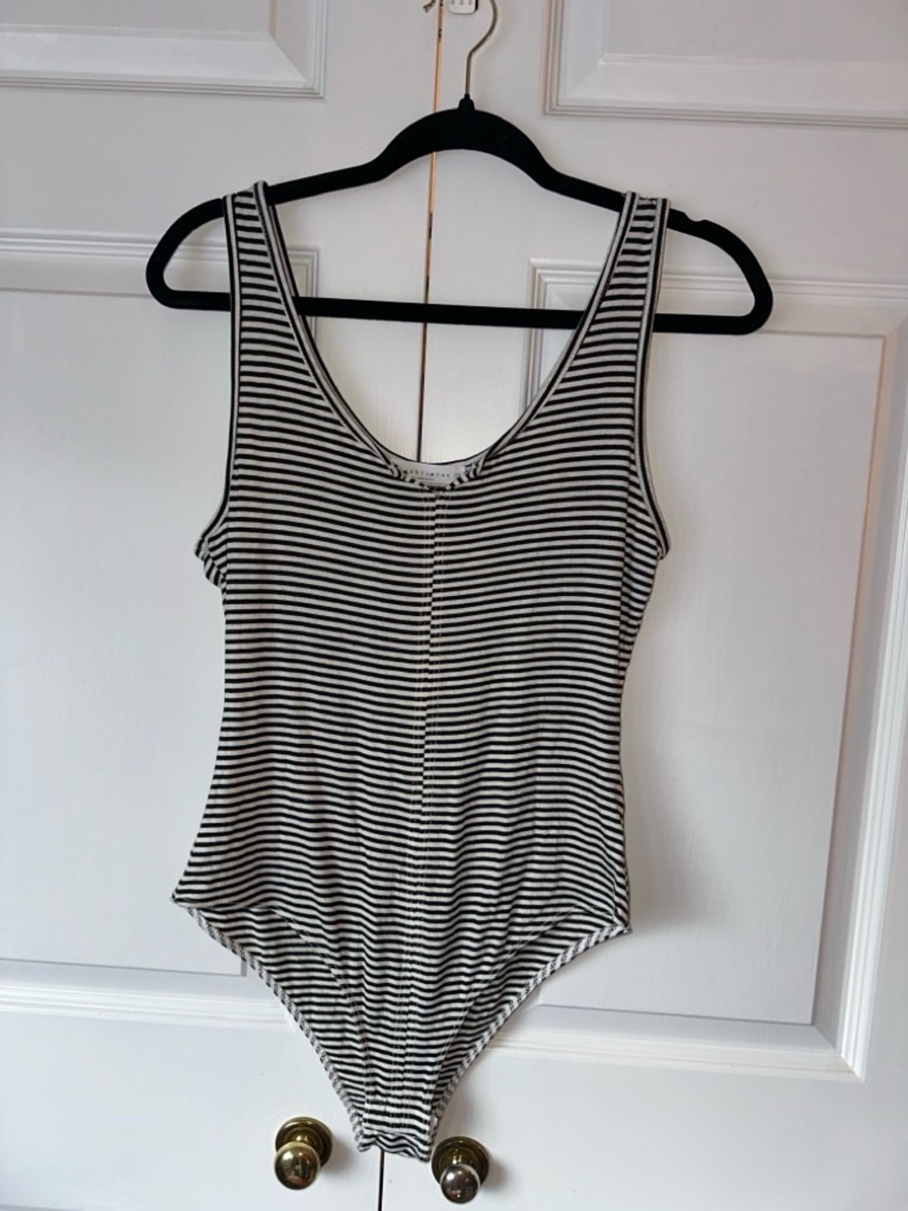 Sleeveless Black & White Striped Bodysuit